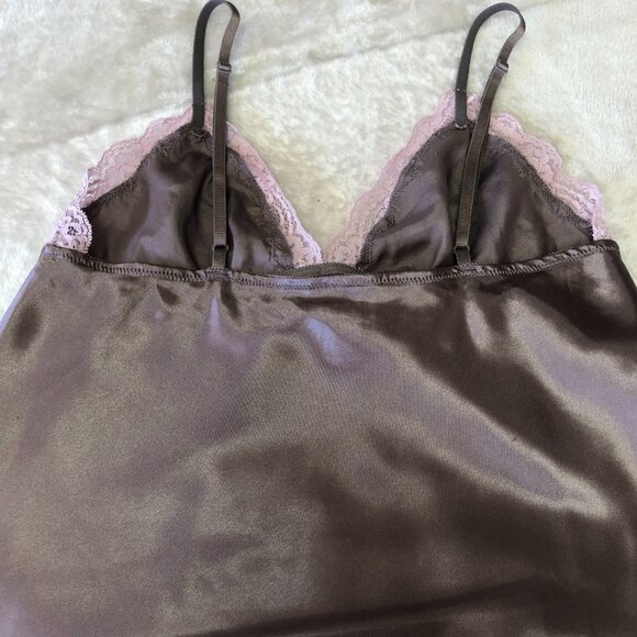 La Senza Lingerie Dark Taupe & Pink Satin Camisole Size Med - Picture 3 of 9